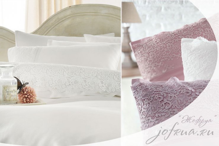 Свадебный комплект постельного белья с кружевом от "Жофруа"