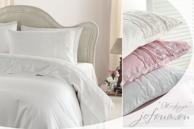 Свадебный комплект постельного белья с кружевом от "Жофруа"