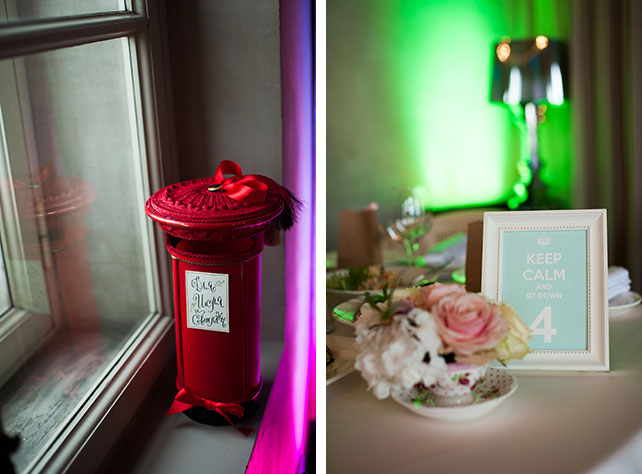 Свадьба в английском стиле, номер стола, ящик для пожеланий