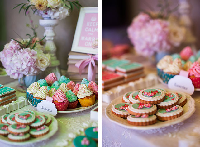 Свадьба в английском стиле, сладкий стол