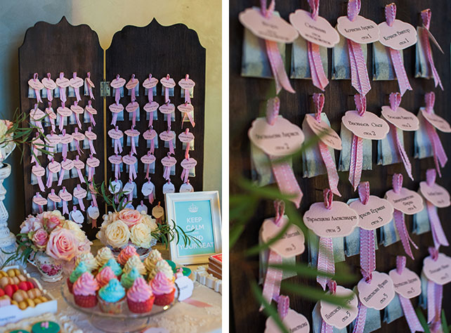 Свадьба в английском стиле, рассадочные карточки для гостей