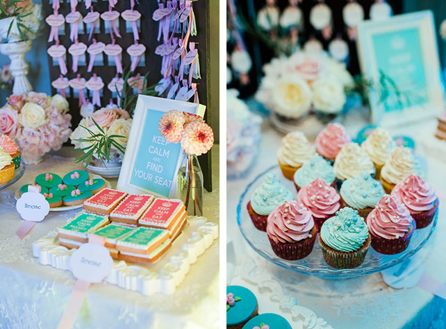 Свадьба в английском стиле, капкейки на сладком столе