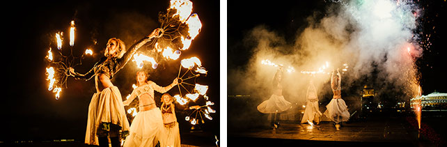 Свадьба в английском стиле, огненное шоу на свадьбе