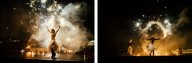 Свадьба в английском стиле, огненное шоу на свадьбе