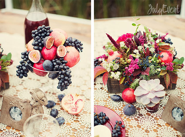 Антон и Татьяна, богемная свадьба бордового цвета