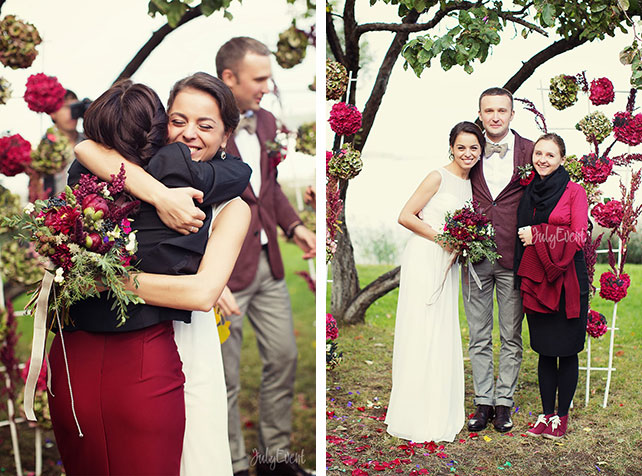 Антон и Татьяна, богемная свадьба бордового цвета