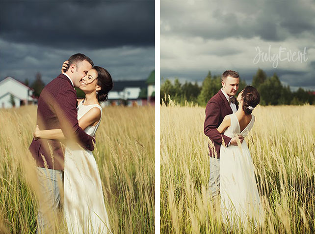 Антон и Татьяна, богемная свадьба бордового цвета