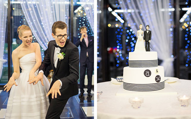 свадебный торт, жених и невеста