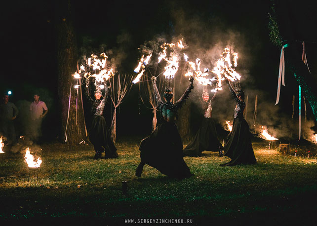 белая свадьба в шатре, огненное шоу