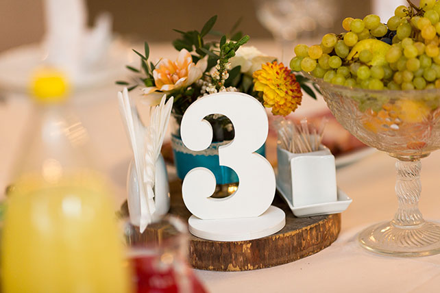 бело-голубая свадьба, номер стола