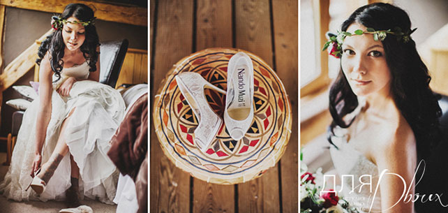 свадьба в стиле бохо во французских Альпах, образ невесты