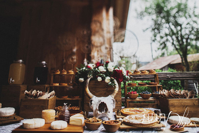 свадьба в стиле бохо во французских Альпах, закуски