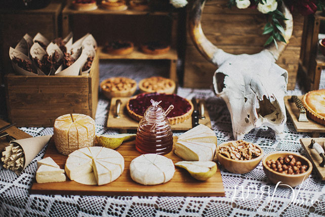 свадьба в стиле бохо во французских Альпах, закуски
