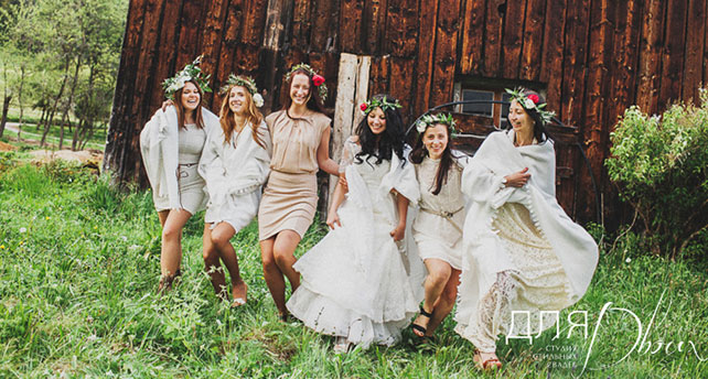 свадьба в стиле бохо во французских Альпах, подружки невесты