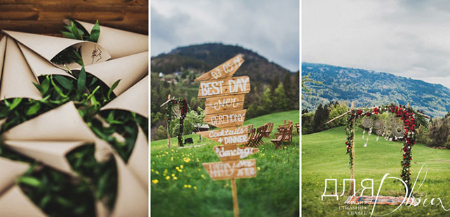 свадьба в стиле бохо во французских Альпах, детали церемонии