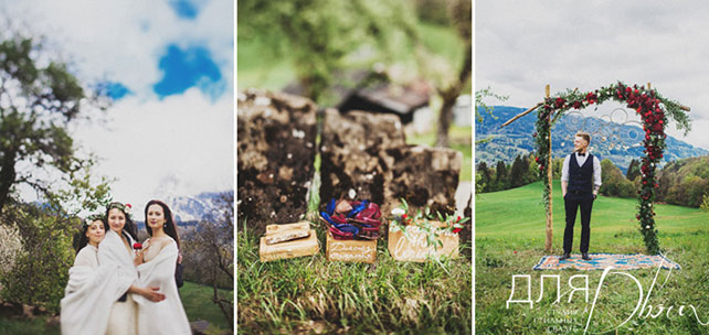 свадьба в стиле бохо во французских Альпах, церемония