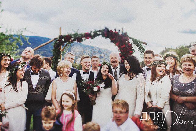 свадьба в стиле бохо во французских Альпах, церемония