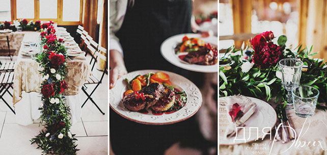 свадьба в стиле бохо во французских Альпах, декор места торжества