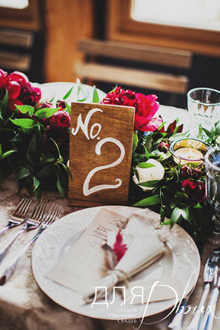 свадьба в стиле бохо во французских Альпах, номер стола