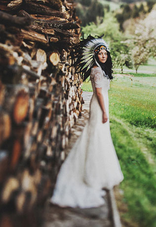свадьба в стиле бохо во французских Альпах, фотосессия невесты