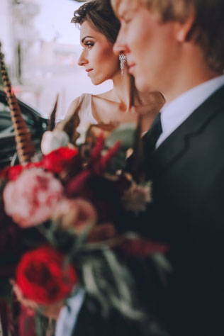 Дыхание бохо в цвете марсала, букет невесты  