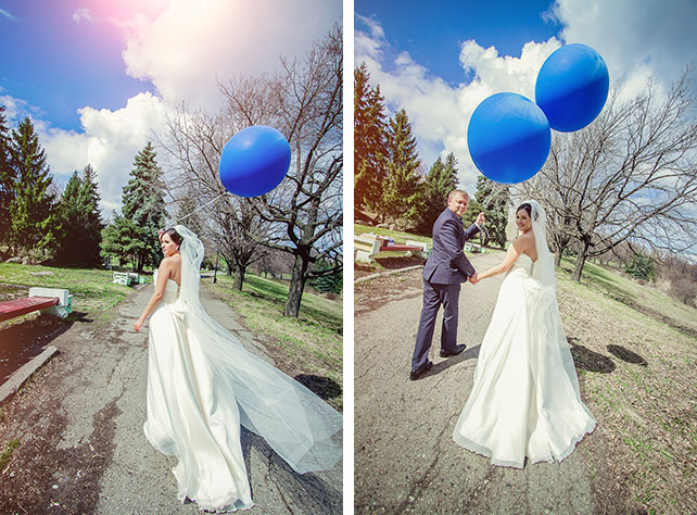 Очарование ранней весны, черничная свадьба Натальи и Сергея, фотосессия жениха и невесты с воздушными шарами