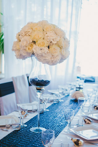 черно-белая свадьба, декор столов