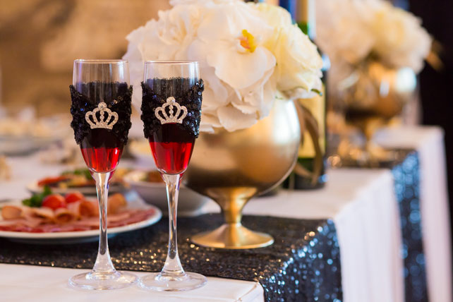 черно-белая свадьба, бокалы