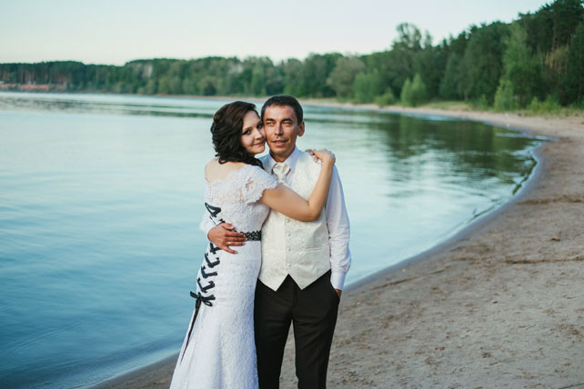 черно-белая свадьба, жених и невеста