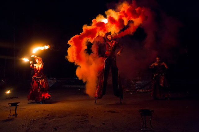 черно-белая свадьба, огненное шоу