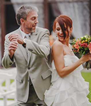 цитрусовая свадьба, невеста с папой