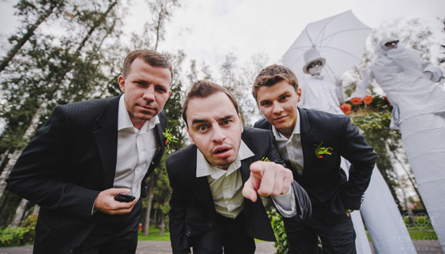 цитрусовая свадьба, жених и подружки невесты