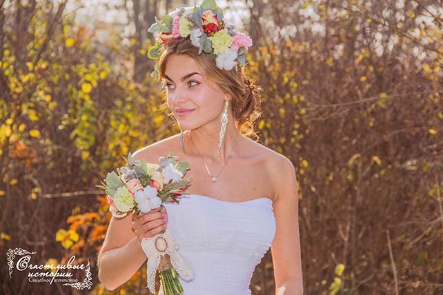 невеста с причёской в рустикальном стиле