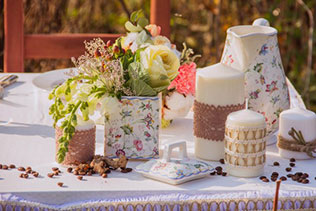 рустикальная свадьба, украшения стола