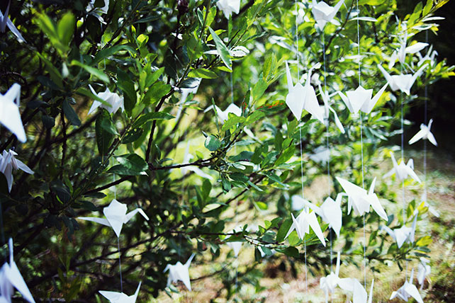 Деревенская свадьба в стиле рустик, бумажные журавлики