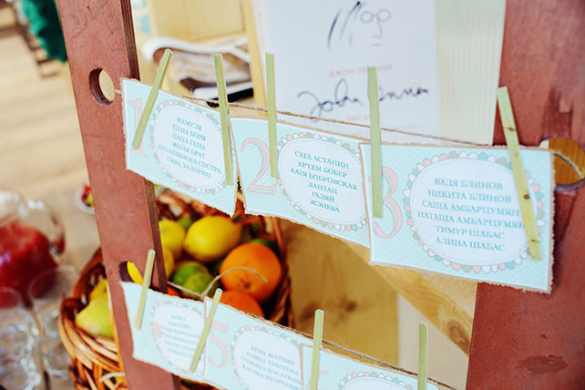 Деревенская свадьба в стиле рустик, план рассадки гостей