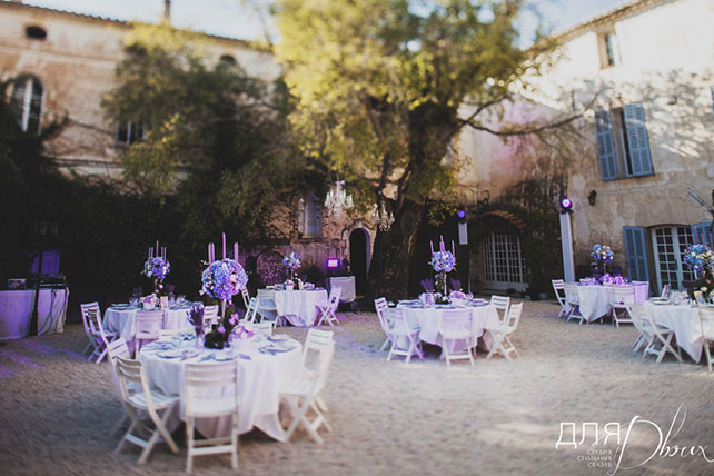 Романтика во Франции, свадьба Елены Кулецкой и Станислава Романовского, декор места торжества