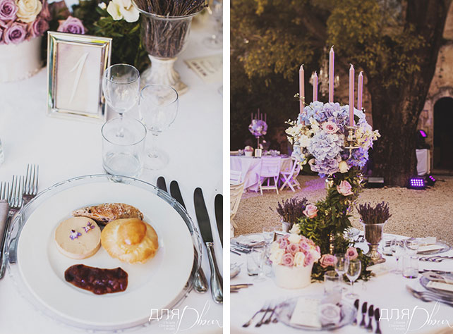 Романтика во Франции, свадьба Елены Кулецкой и Станислава Романовского, декор места торжества