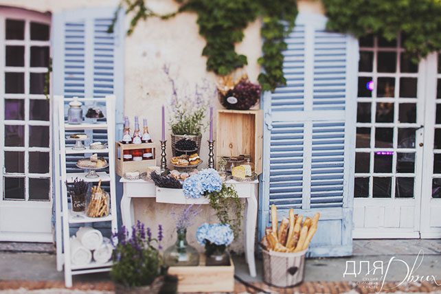 Романтика во Франции, свадьба Елены Кулецкой и Станислава Романовского, декор места торжества