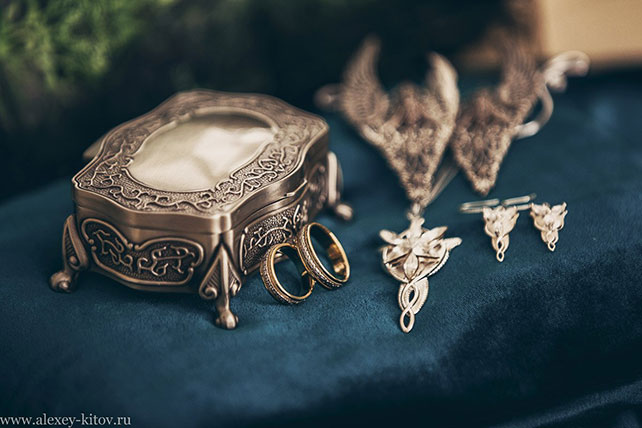 эльфийская свадьба, кольца, украшения невесты
