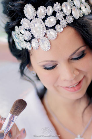 гламурная бирюзовая свадьба, макияж невесты