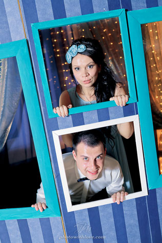 гламурная бирюзовая свадьба, фотозона