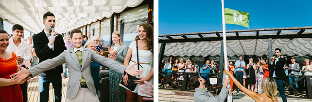 Веселая зеленая свадьба Вани и Жени, гости встречают молодожёнов