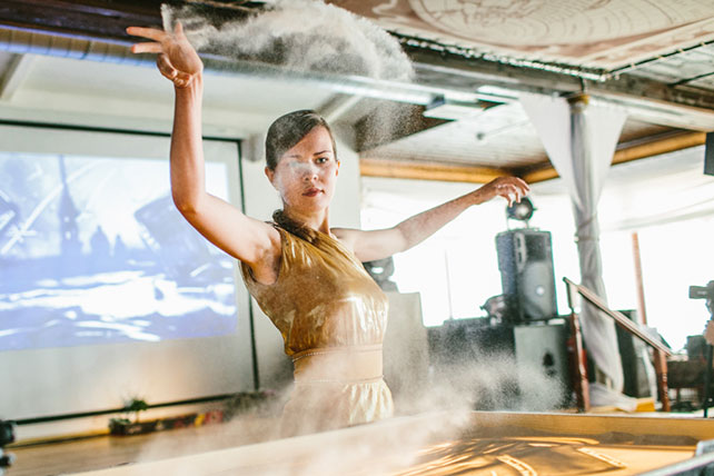 Веселая зеленая свадьба Вани и Жени, песочное шоу на свадьбе