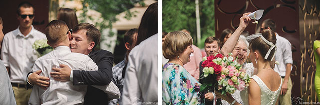 Дружеская и тёплая свадьба Ильи и Насти, гости поздравляют молодожёнов