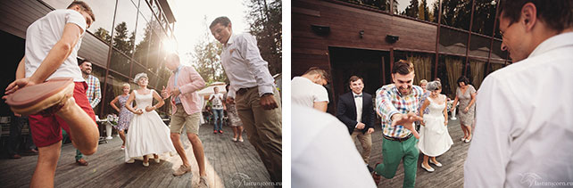 Дружеская и тёплая свадьба Ильи и Насти, гости танцуют на свадьбе