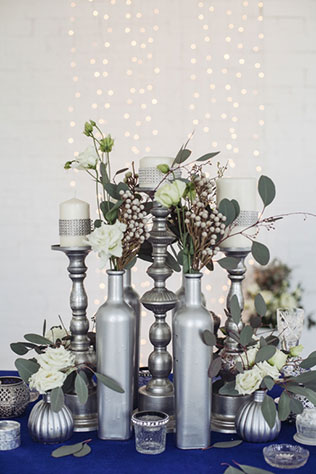 свадьба индиго с серебром, декор студии