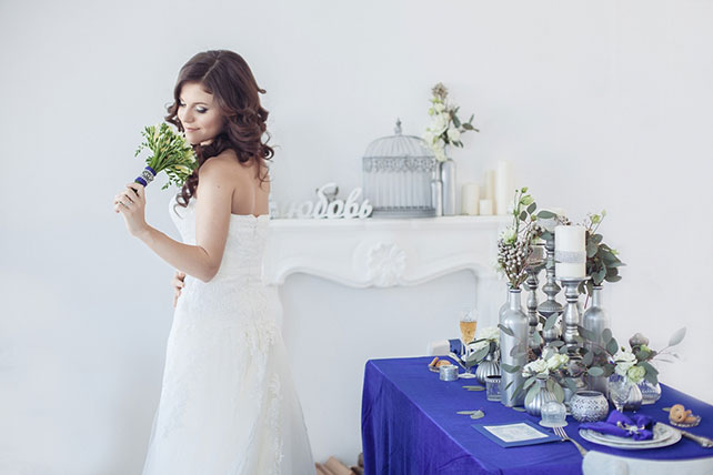 свадьба индиго с серебром, невеста