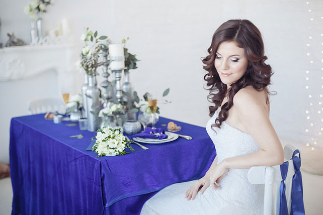 свадьба индиго с серебром, невеста