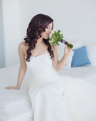 свадьба индиго с серебром, невеста